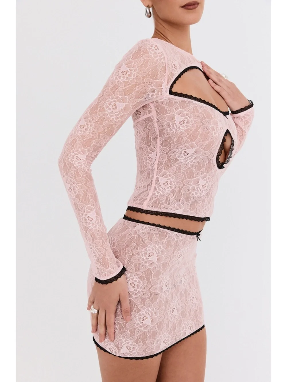 NEW Mistress Rocks Peony Lace Cutout Top and Skirt Set XS